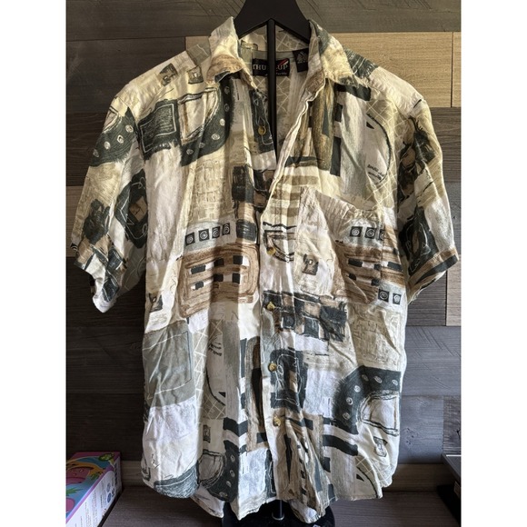 Thumbs Up Other - Vintage THUMBS UP for Him Mens Rayon short sleeve button abstract shirt Size L